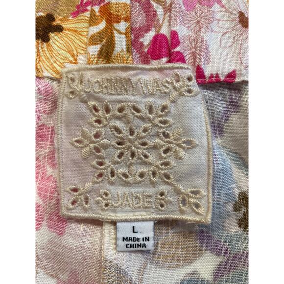 Johnny Was Jade 100% Linen Easy Shorts Large Women’s Colorful Boho Summer Resort - Picture 4 of 7